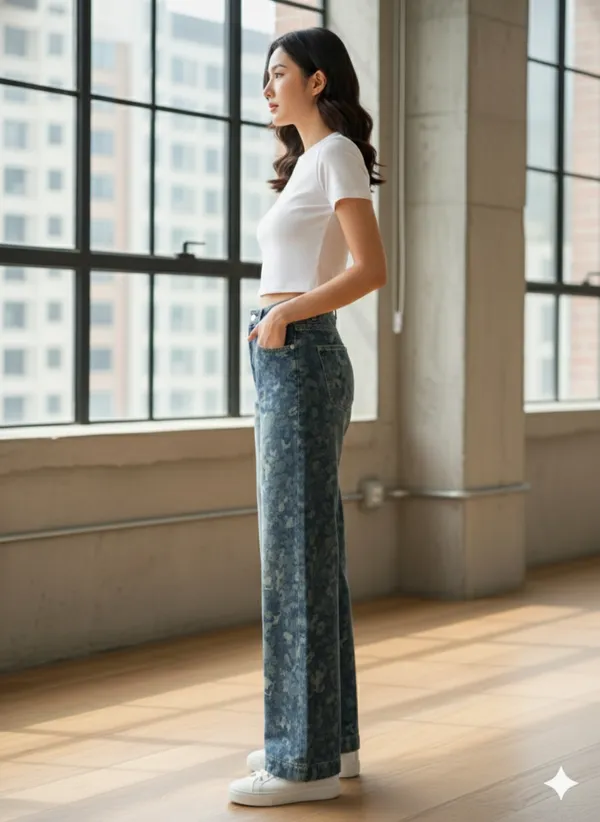 imported_designer_Blue_Cotton_Denim_Straight_Fit_Jeans_For_Women