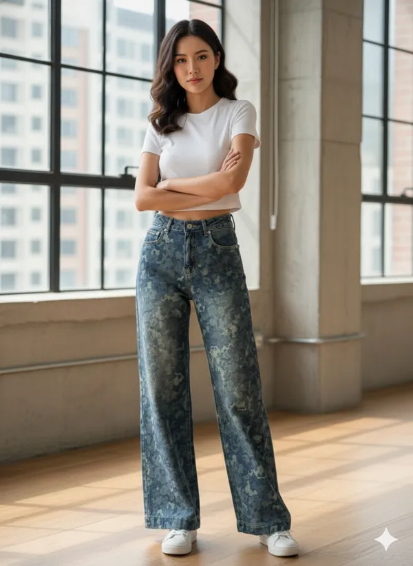 imported_designer_Blue_Cotton_Denim_Straight_Fit_Jeans_For_Women