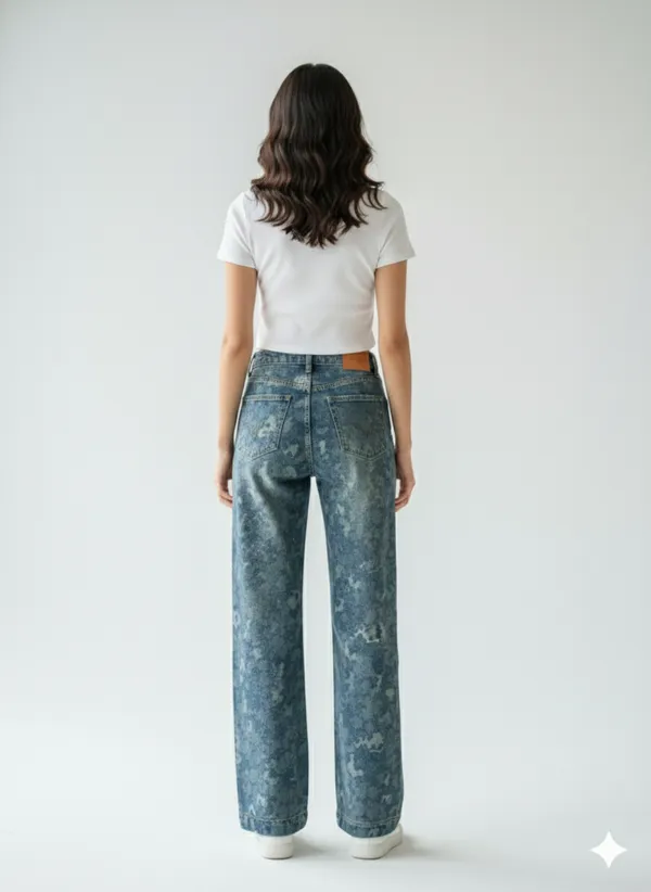 imported_designer_Blue_Cotton_Denim_Straight_Fit_Jeans_For_Women