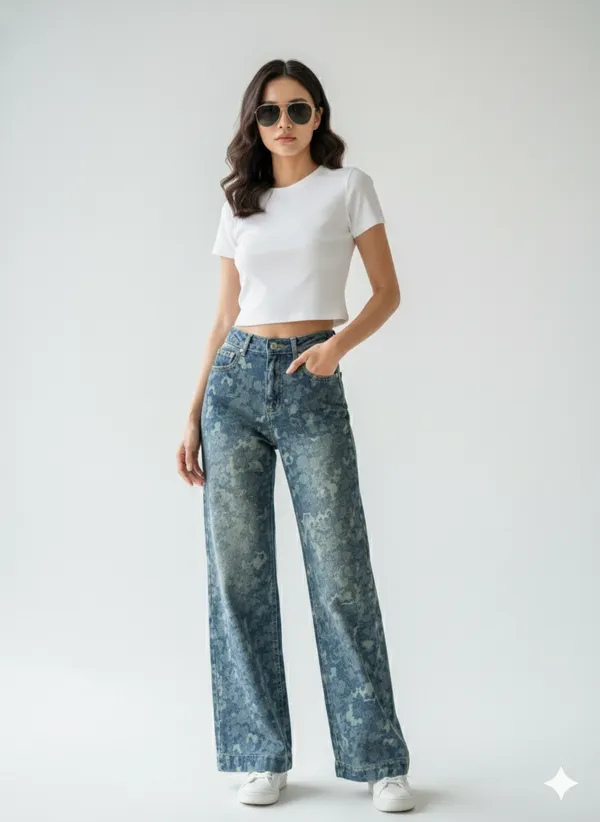 imported_designer_Blue_Cotton_Denim_Straight_Fit_Jeans_For_Women