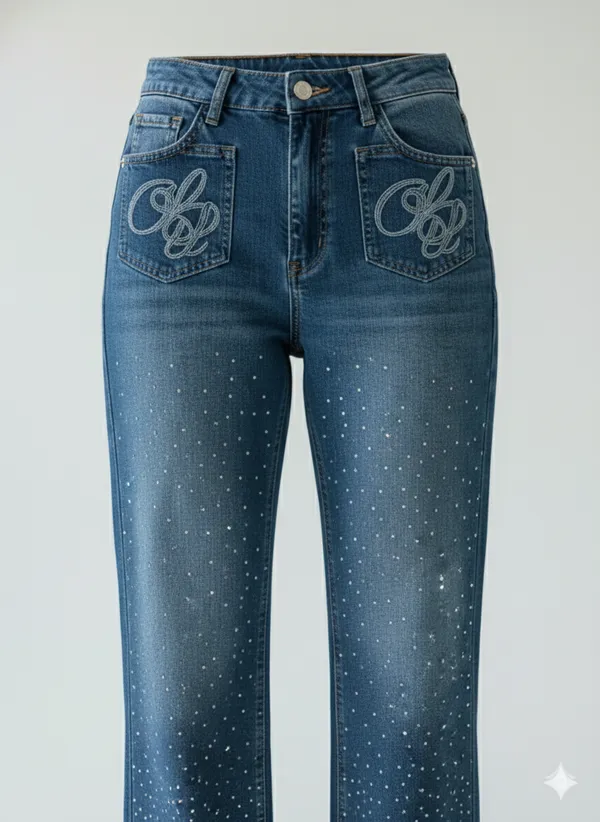 imported_designer_Blue_Cotton_Straight_Fit_Jeans_For_Women