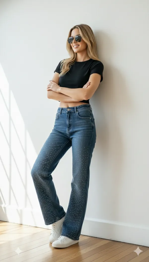 imported_designer_Blue_Cotton_Denim_Straight_Jeans_For_Women