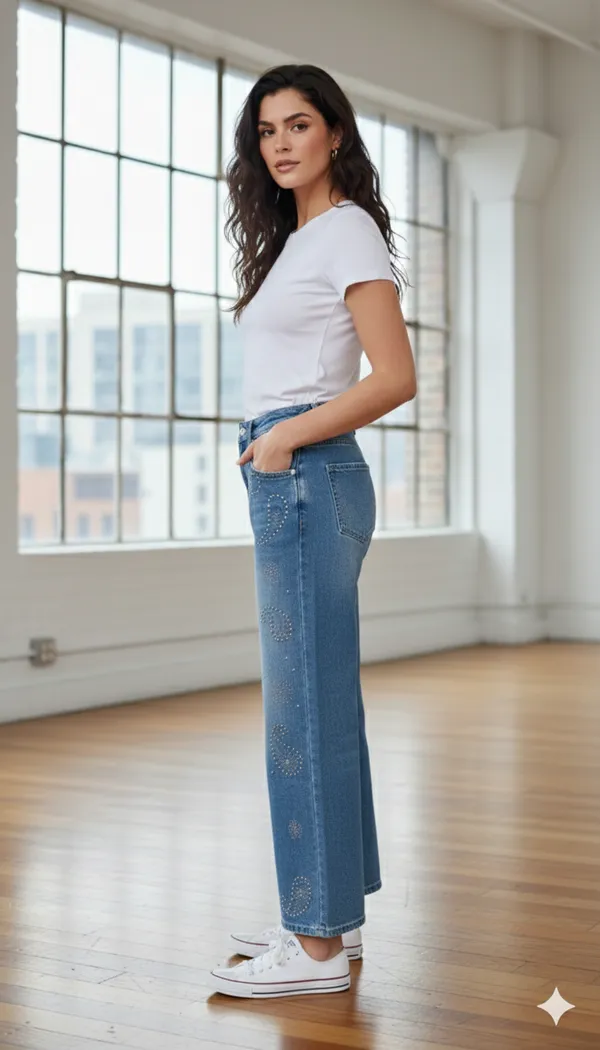 imported_designer_Blue_Cotton_Denim_Straight_Fit_Jeans_For_Women