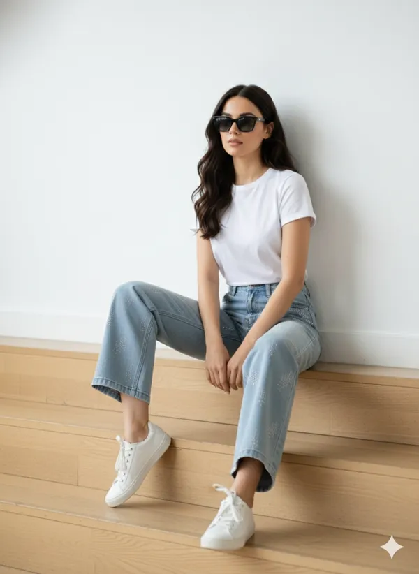 imported_designer_Blue_Cotton_Straight_Fit_Jeans_For_Women