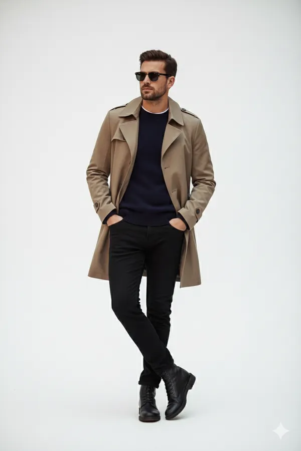 Imported_Tan_Micro_Textured_Birdseye_Smart_Fit_long_Coat_For_Men