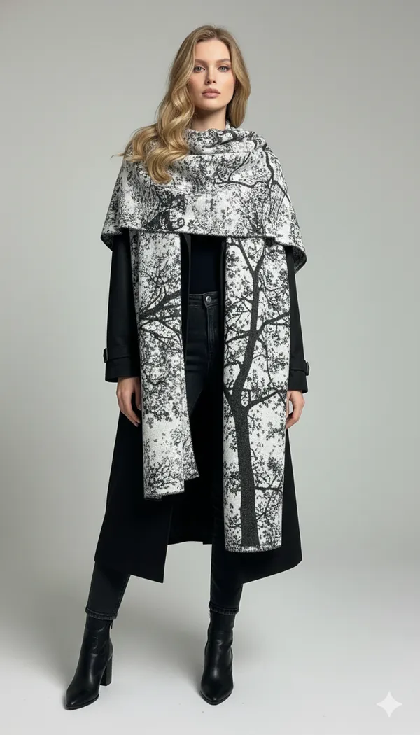 Imported_White_Black_Merino_Wool_Unisex_Scarf_For_Women