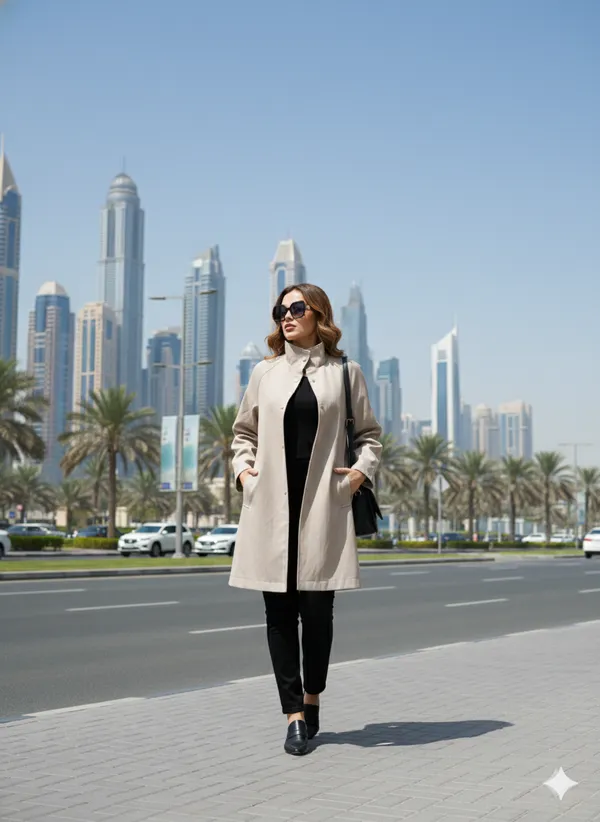 Imported_Beige_Bonded_Tech-Weave_Longline_Coat_For_Women