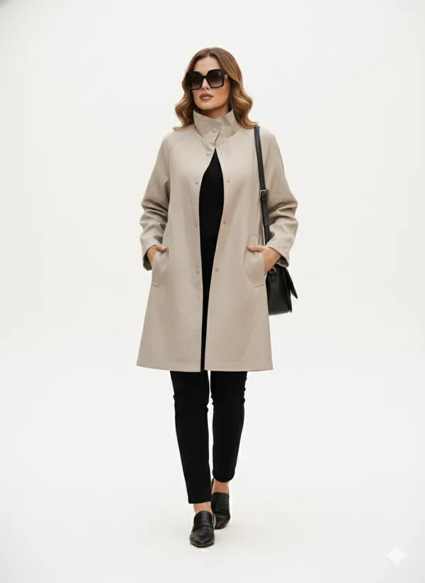 Imported_Beige_Bonded_Tech-Weave_Longline_Coat_For_Women