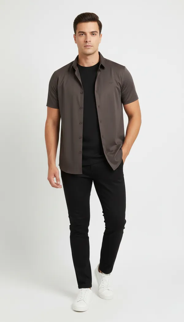 Imported_Coffee_Mercerized_Cotton-Poly_Blend_Smart_Fit_Shirt_For_Men