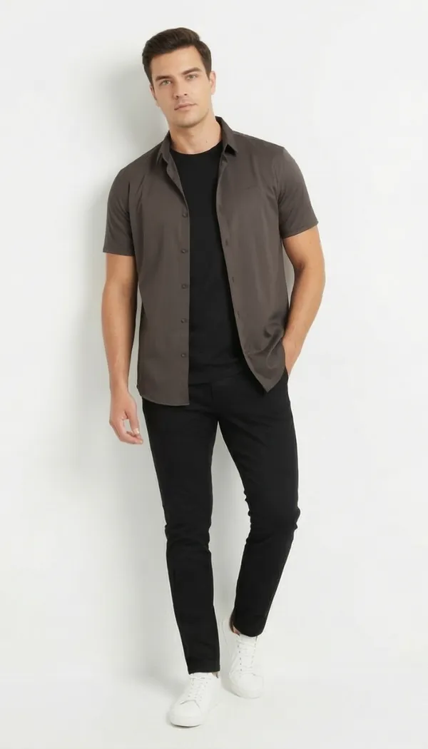 Imported_Coffee_Mercerized_Cotton-Poly_Blend_Smart_Fit_Shirt_For_Men