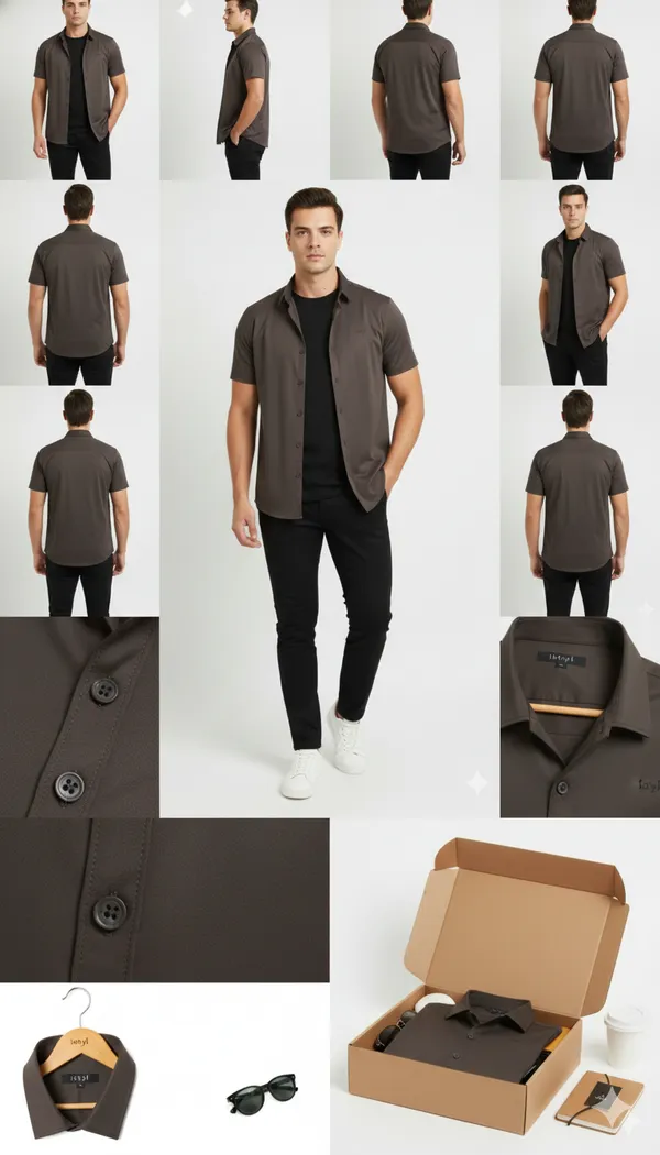 Imported_Coffee_Mercerized_Cotton-Poly_Blend_Smart_Fit_Shirt_For_Men