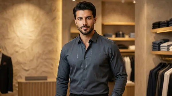 imported_Blue_Mercerized_Cotton-Poly_Blend_Regular_Fit_Shirt_For_Men