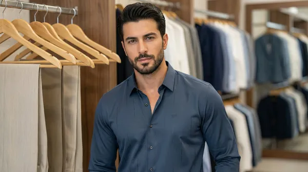 imported_Blue_Mercerized_Cotton-Poly_Blend_Regular_Fit_Shirt_For_Men
