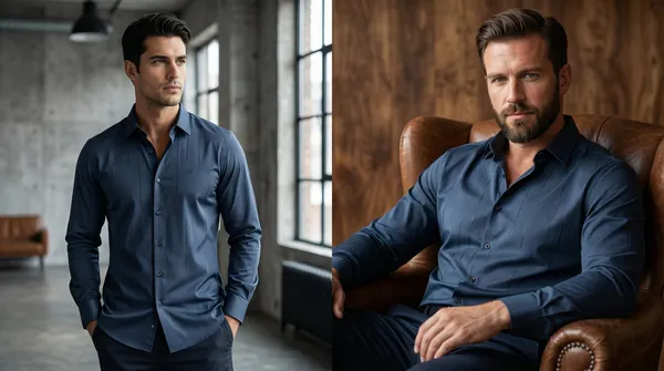 imported_Blue_Mercerized_Cotton-Poly_Blend_Regular_Fit_Shirt_For_Men