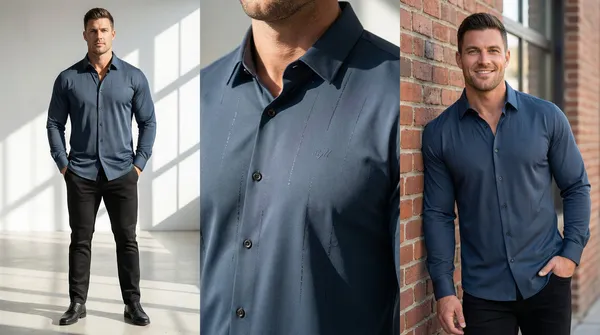 imported_Blue_Mercerized_Cotton-Poly_Blend_Regular_Fit_Shirt_For_Men