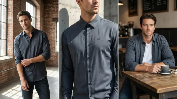 imported_Blue_Mercerized_Cotton-Poly_Blend_Regular_Fit_Shirt_For_Men