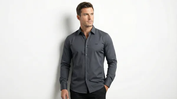 Imported_Grey_Mercerized_Cotton-Poly_Blend_Smart_Fit_Wrinkle_Free_Shirt_For_Men