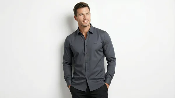 Imported_Grey_Mercerized_Cotton-Poly_Blend_Smart_Fit_Wrinkle_Free_Shirt_For_Men