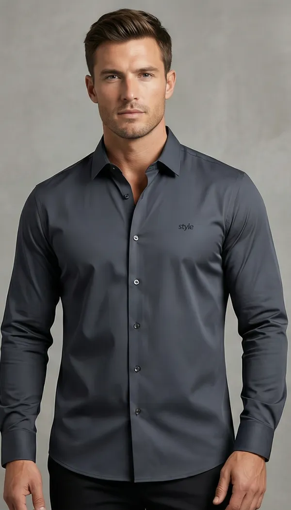 Imported_Grey_Mercerized_Cotton-Poly_Blend_Smart_Fit_Wrinkle_Free_Shirt_For_Men