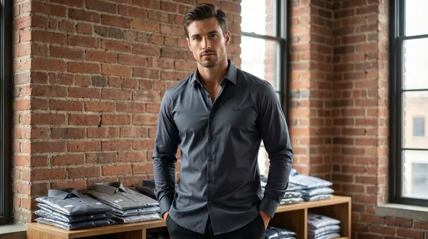 Imported_Grey_Mercerized_Cotton-Poly_Blend_Smart_Fit_Wrinkle_Free_Shirt_For_Men
