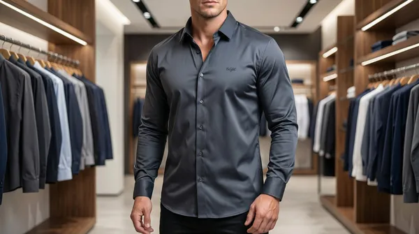 Imported_Grey_Mercerized_Cotton-Poly_Blend_Smart_Fit_Wrinkle_Free_Shirt_For_Men