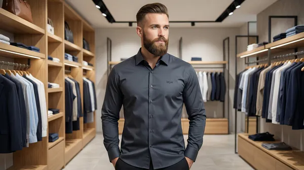 Imported_Grey_Mercerized_Cotton-Poly_Blend_Smart_Fit_Wrinkle_Free_Shirt_For_Men
