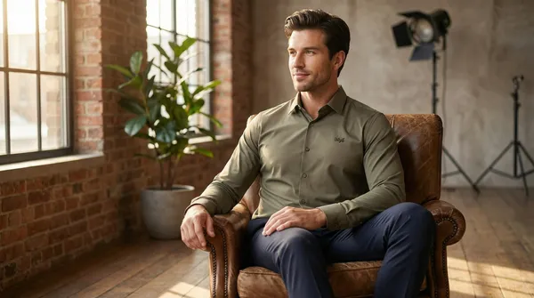 Imported_Brown_Mercerized_Cotton-Poly_Blend_Wrinkle_Free_Shirt_For_Men