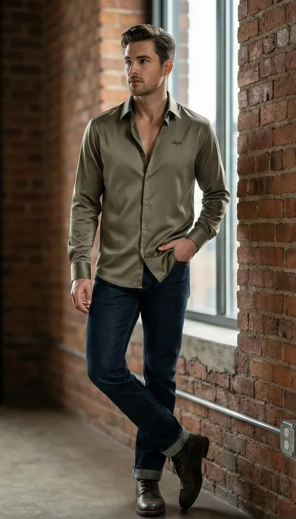 Imported_Brown_Mercerized_Cotton-Poly_Blend_Wrinkle_Free_Shirt_For_Men