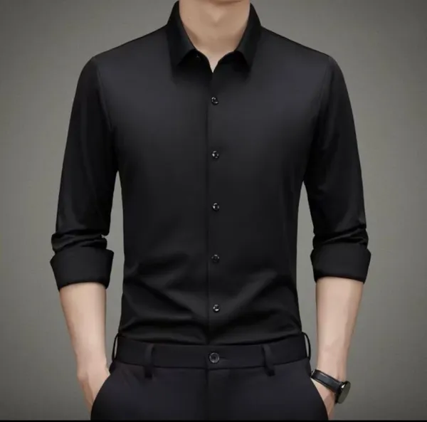 Imported_Black_Mercerized_Cotton-Poly_Blend_Wrinkle_Free_Shirt_For_Men