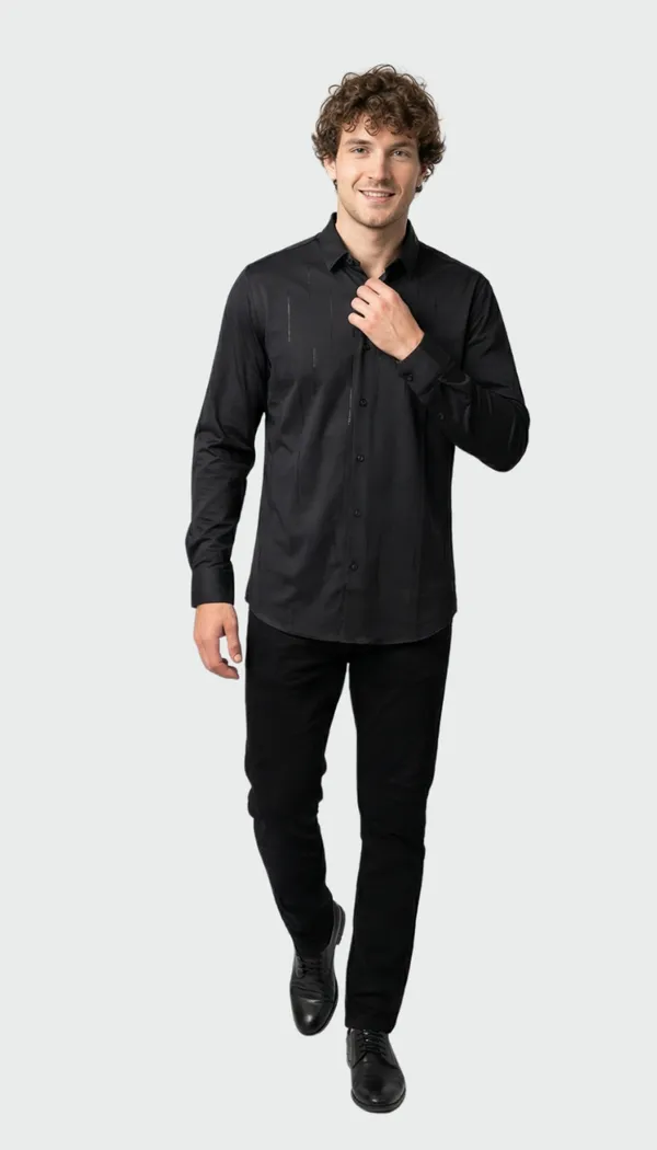 Imported_Black_Mercerized_Cotton-Poly_Blend_Wrinkle_Free_Shirt_For_Men