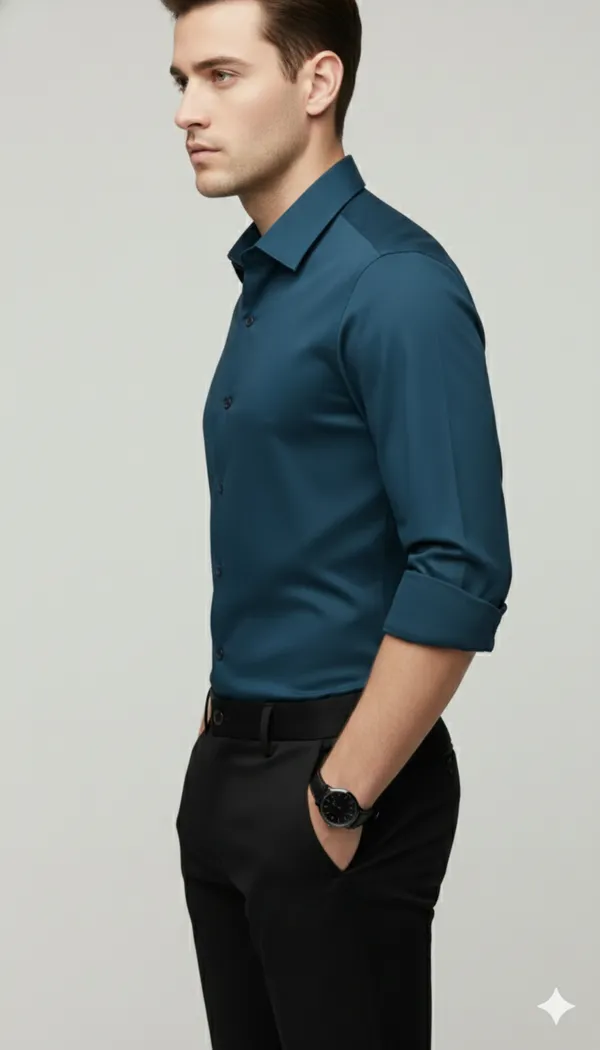 Imported_Blue_Mercerized_Cotton-Poly_Blend_Wrinle_Free_Smart_Fit_Shirt_For_Men