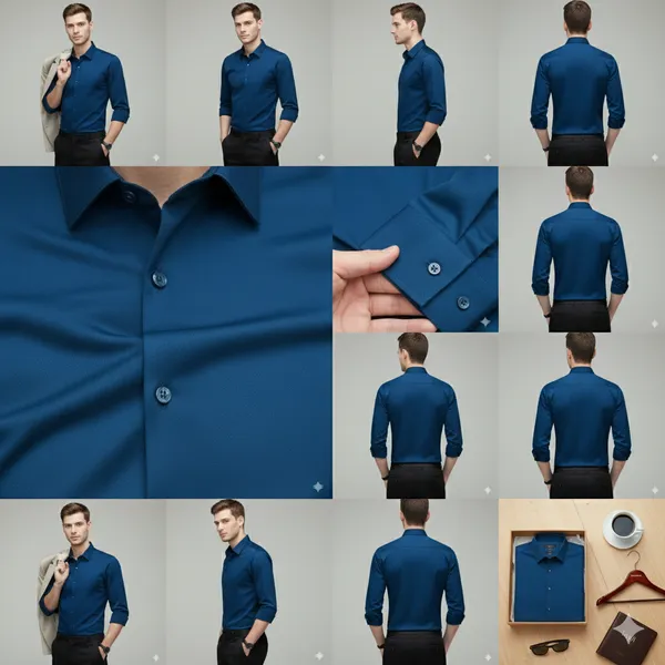 Imported_Blue_Mercerized_Cotton-Poly_Blend_Wrinle_Free_Smart_Fit_Shirt_For_Men