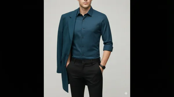 Imported_Blue_Mercerized_Cotton-Poly_Blend_Wrinle_Free_Smart_Fit_Shirt_For_Men