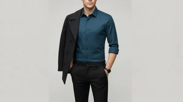 Imported_Blue_Mercerized_Cotton-Poly_Blend_Wrinle_Free_Smart_Fit_Shirt_For_Men