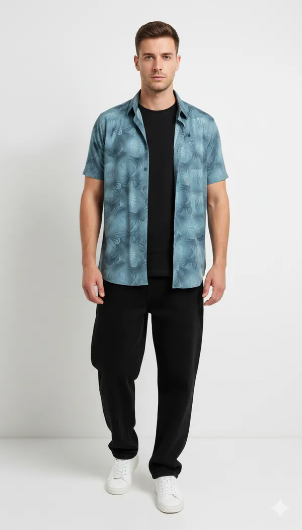 Imported_Unique_Green_Mercerized_Cotton-Poly_Blend_Wrinkle_free_Shirt_For_Men