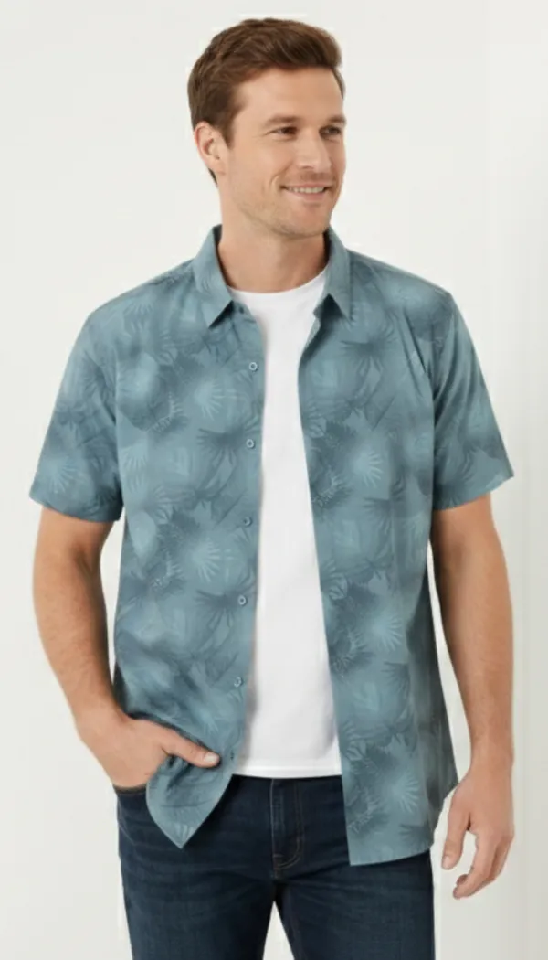 Imported_Unique_Green_Mercerized_Cotton-Poly_Blend_Wrinkle_free_Shirt_For_Men