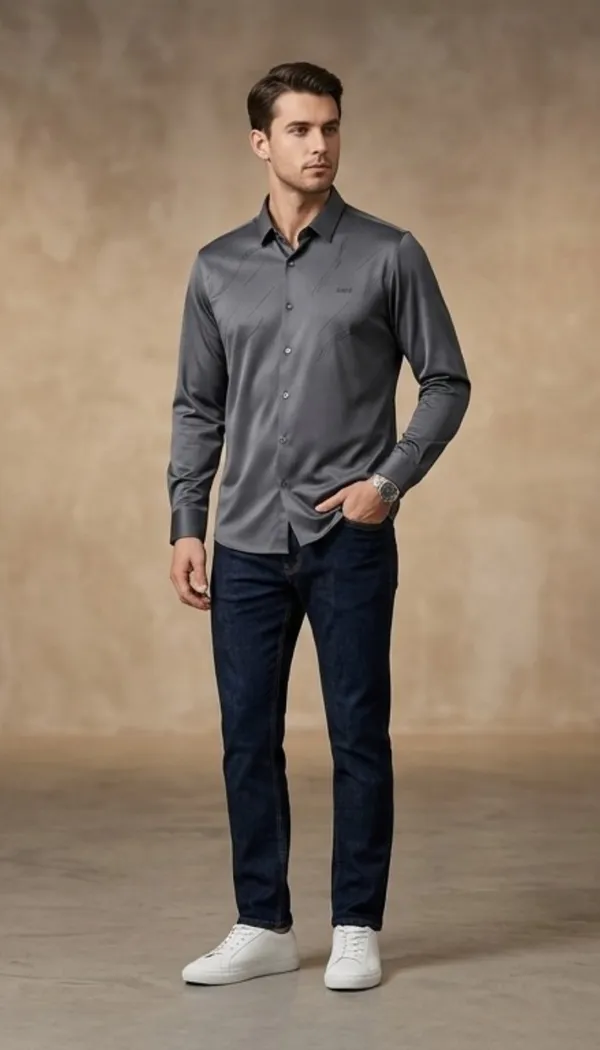 Imported_Grey_Mercerized_Cotton-Poly_Blend_Smart_Fit_Wrinkle_Free_Shirt_For_Men