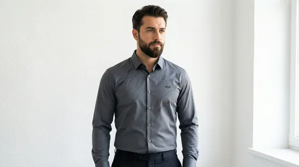 Imported_Grey_Mercerized_Cotton-Poly_Blend_Smart_Fit_Wrinkle_Free_Shirt_For_Men