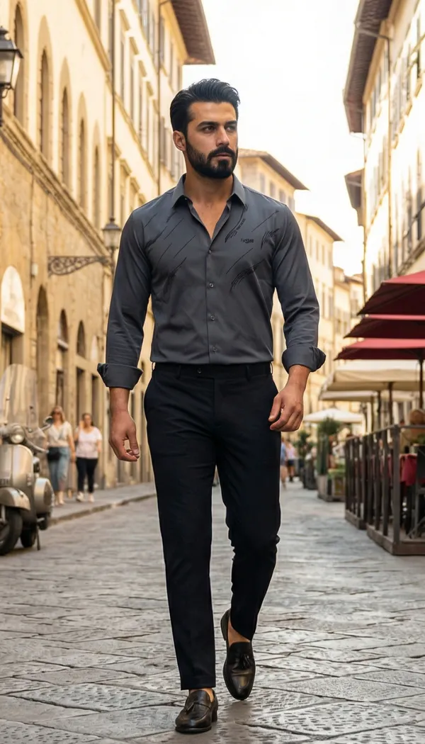 Imported_Grey_Mercerized_Cotton-Poly_Blend_Smart_Fit_Wrinkle_Free_Shirt_For_Men
