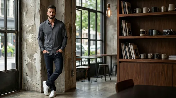 Imported_Grey_Mercerized_Cotton-Poly_Blend_Smart_Fit_Wrinkle_Free_Shirt_For_Men