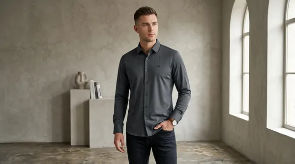 Imported_Grey_Mercerized_Cotton-Poly_Blend_Winkle_Free_Shirt_For_Men