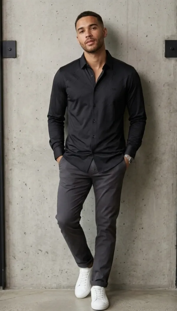 Imported_Black_Mercerized_Cotton-Poly_Blend_Smart_Fit_Shirt_For_Men