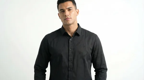 Imported_Black_Mercerized_Cotton-Poly_Blend_Smart_Fit_Shirt_For_Men