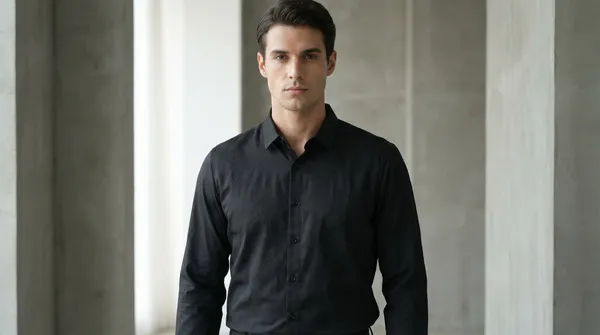 Imported_Black_Mercerized_Cotton-Poly_Blend_Smart_Fit_Shirt_For_Men