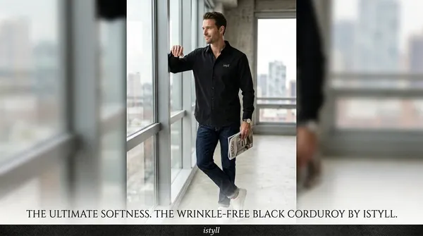 Imported_Black_Mercerized_Cotton-Poly_Blend_Regular_Fit_Shirt_For_Men