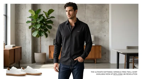 Imported_Black_Mercerized_Cotton-Poly_Blend_Regular_Fit_Shirt_For_Men