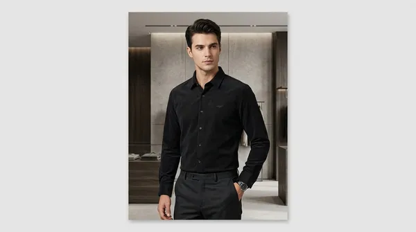 Imported_Black_Mercerized_Cotton-Poly_Blend_Regular_Fit_Shirt_For_Men