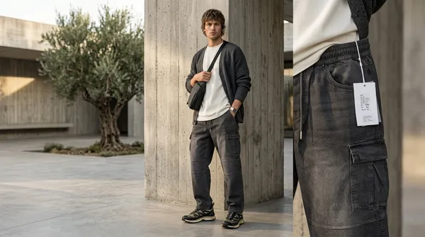 imported_baggy_Black_Cotton_Cargo_Jeans_For_Men