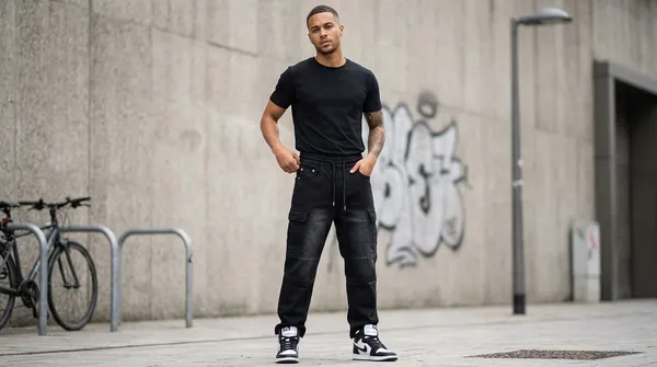 imported_baggy_Black_Cotton_Cargo_Jeans_For_Men