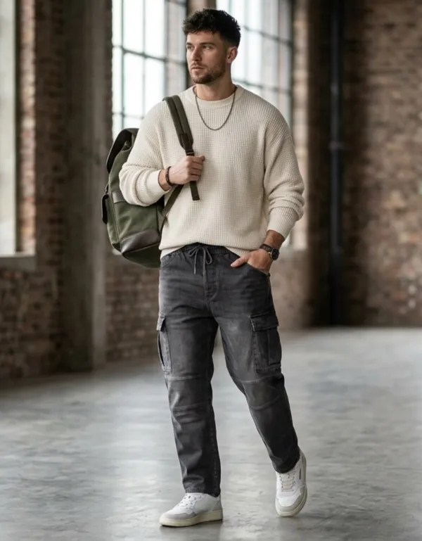 imported_baggy_Black_Cotton_Cargo_Jeans_For_Men